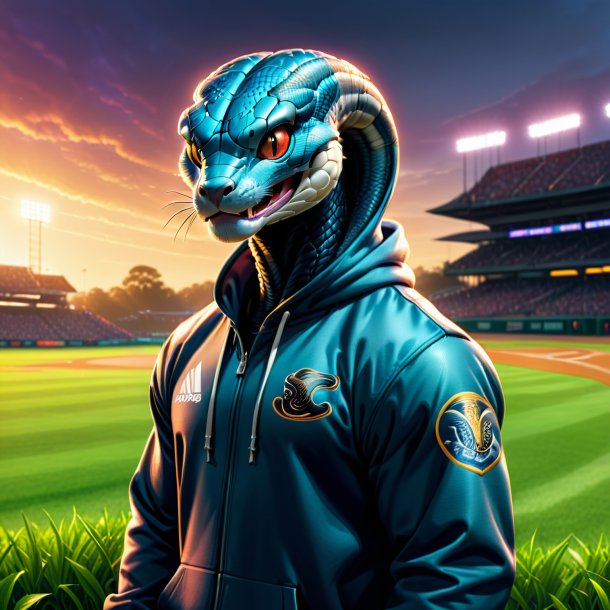 Drawing of a cobra in a hoodie on the field