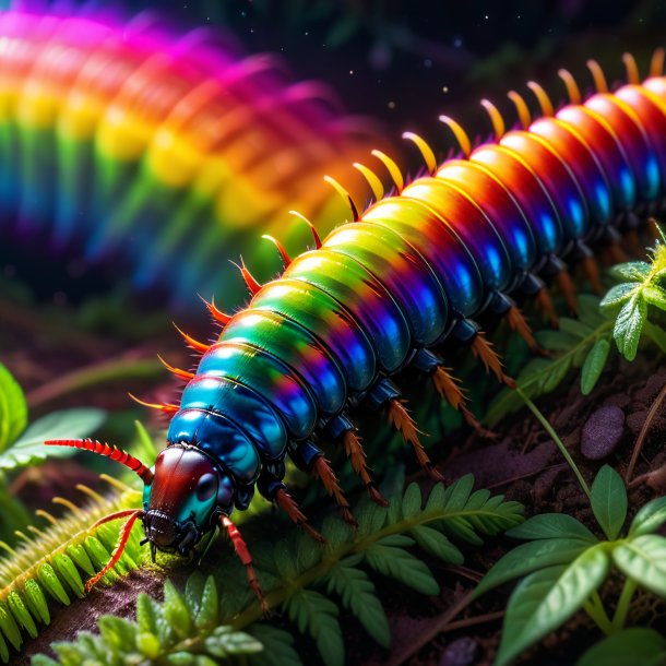 Image d'un sommeil d'un centipede sur l'arc-en-ciel