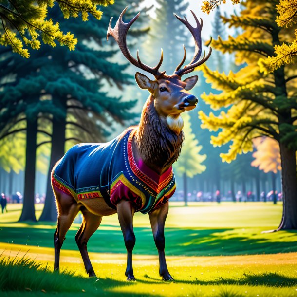 Pic of a elk in a trousers in the park