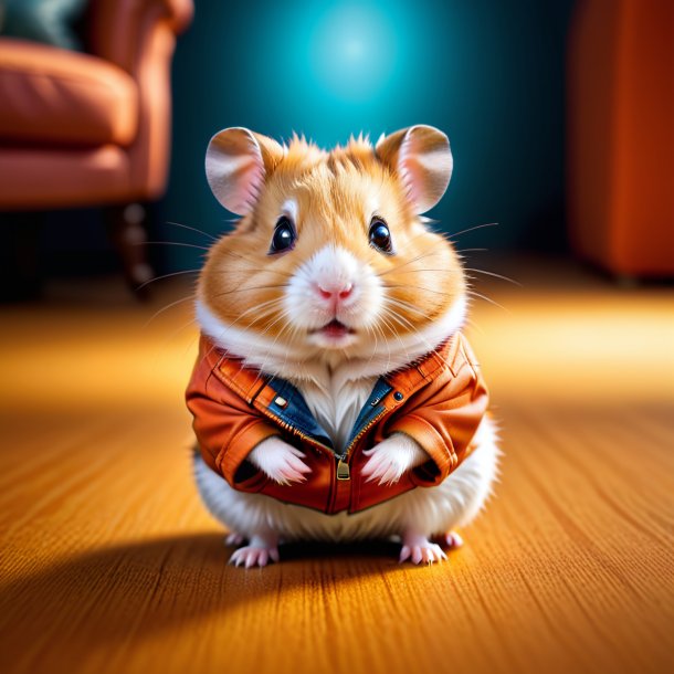 Photo of a hamster in a orange jeans