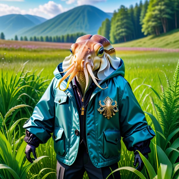 Photo d'une seiche dans une veste dans la prairie