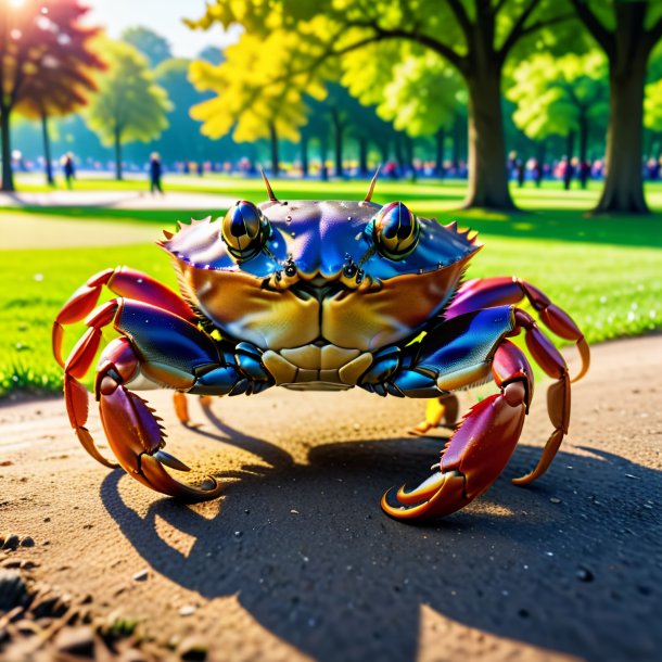 Pic d'un crabe dans un pantalon dans le parc