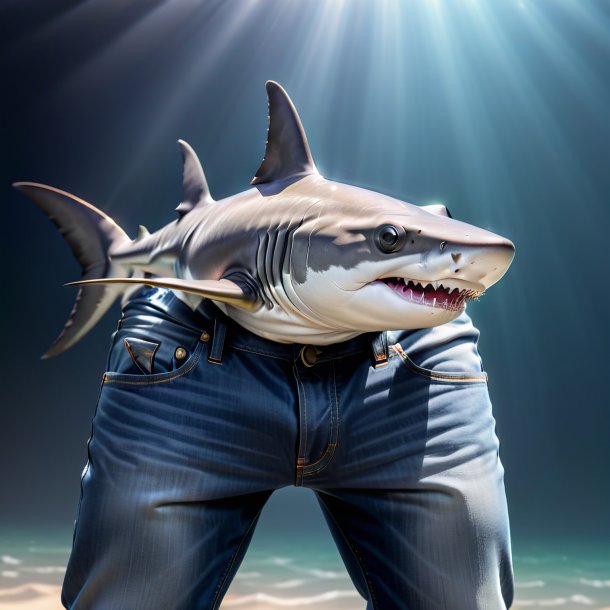 Photo of a hammerhead shark in a gray jeans