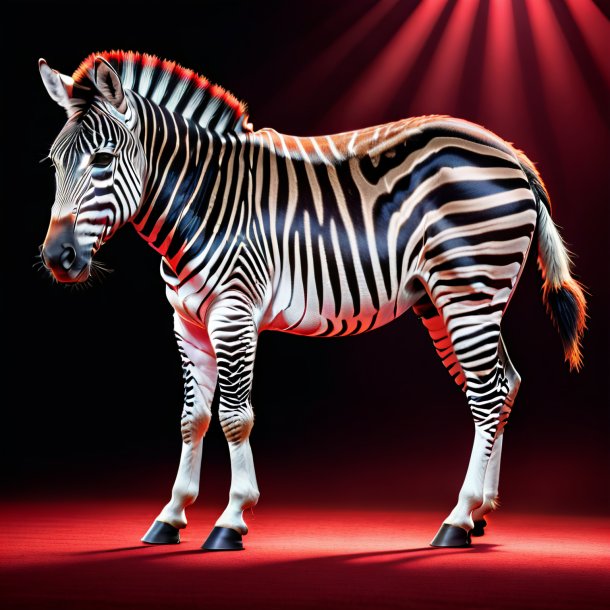 Imagem de uma zebra em um jeans vermelho