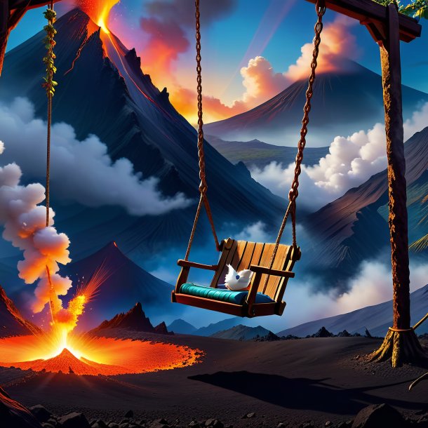 Picture of a swinging on a swing of a dove in the volcano