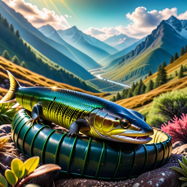 Image of a eel in a belt in the mountains