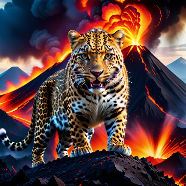 Pic of a threatening of a leopard in the volcano