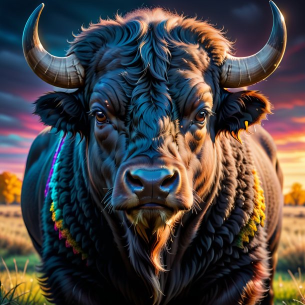 Pic d'un bison dans un pull noir