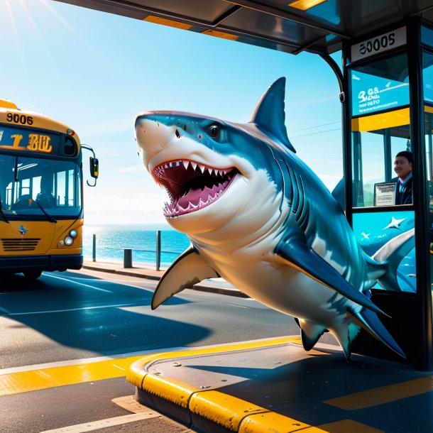 Image of a smiling of a shark on the bus stop