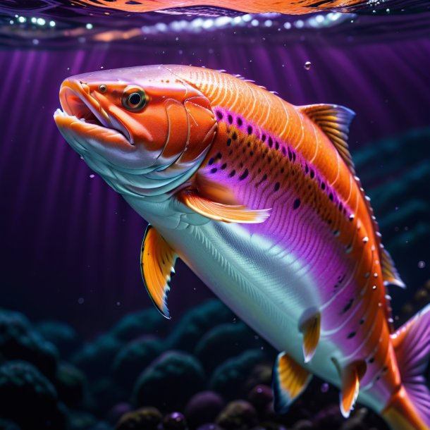 Picture of a salmon in a purple belt