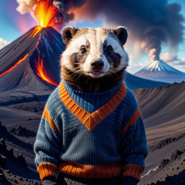 Pic of a badger in a sweater in the volcano