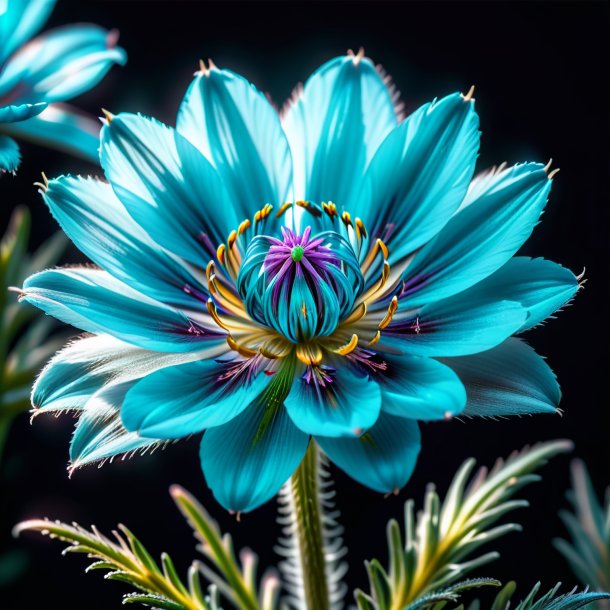 Photo of a cyan pasque flower