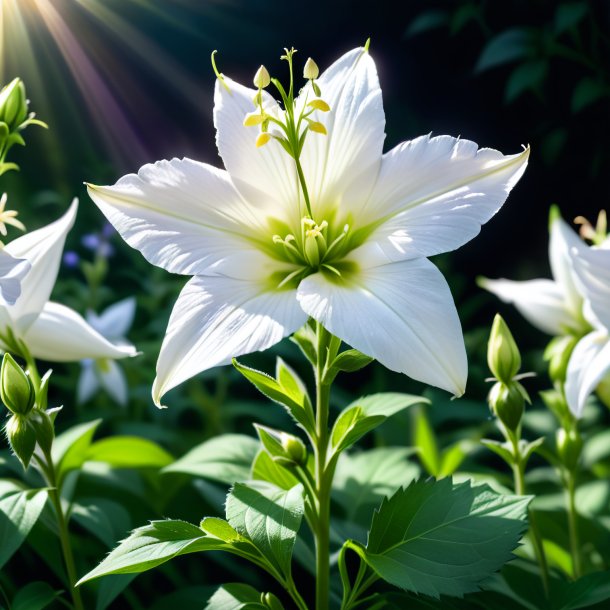 Portrayal of a white bellflower