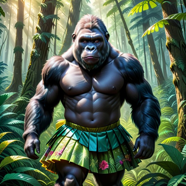 Drawing of a gorilla in a skirt in the forest