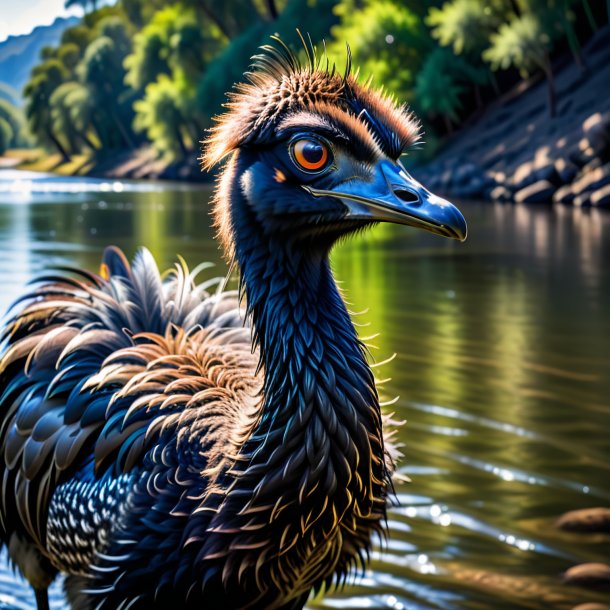 Imagen de un emu en un cinturón en el río