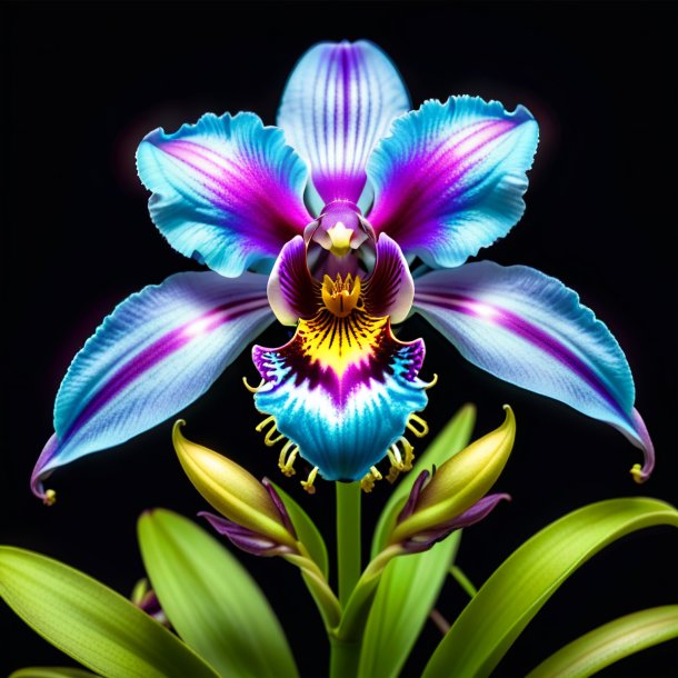 "esquema de un ophrys cyan, orquídea de la mosca"