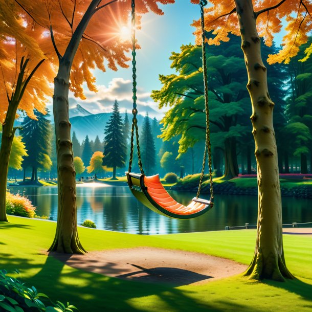 Picture of a swinging on a swing of a salmon in the park