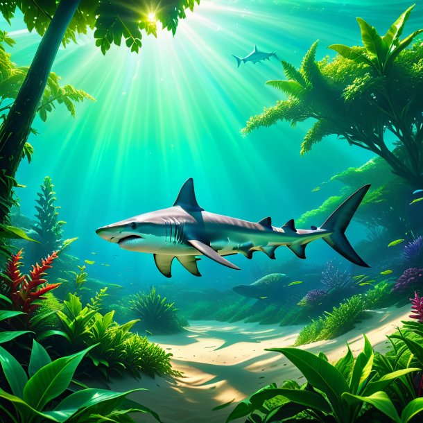 Picture of a hammerhead shark in a green belt