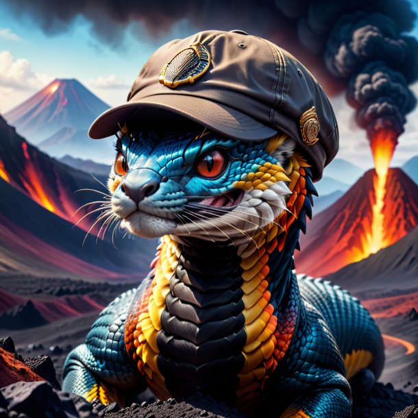 Pic of a cobra in a cap in the volcano