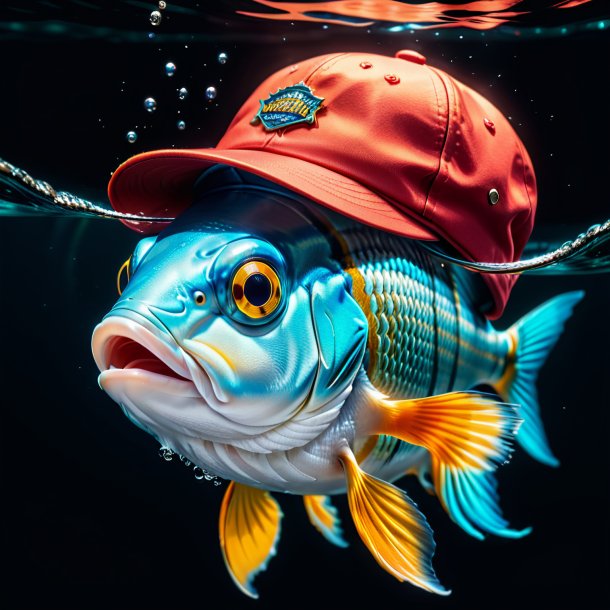 Image of a fish in a cap in the water