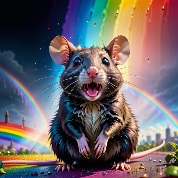 Pic of a crying of a rat on the rainbow