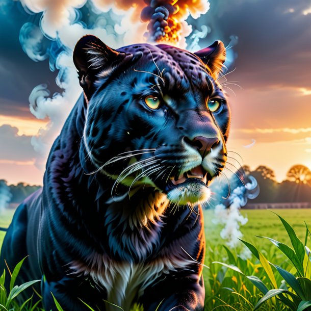 Pic of a smoking of a panther on the field