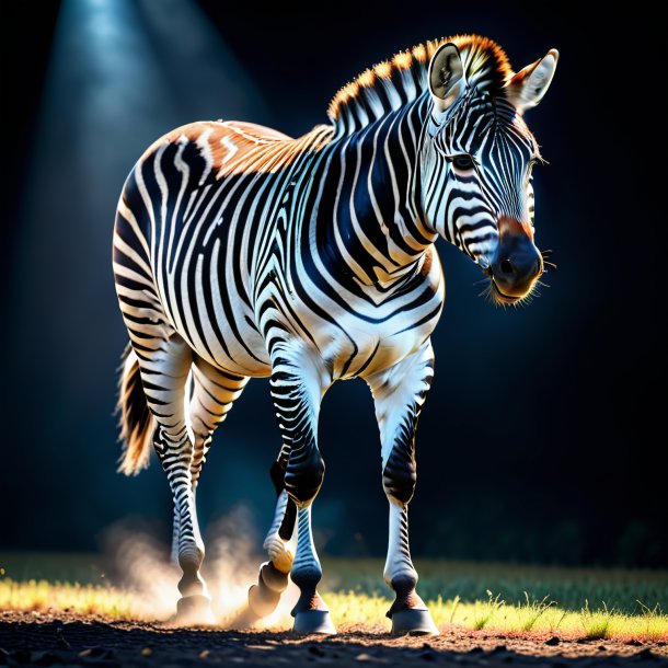 De uma zebra em um jeans preto