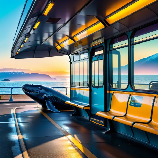 Pic d'une attente d'une baleine sur l'arrêt de bus