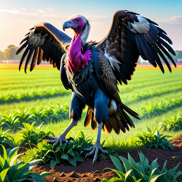 Image of a vulture in a jeans on the field