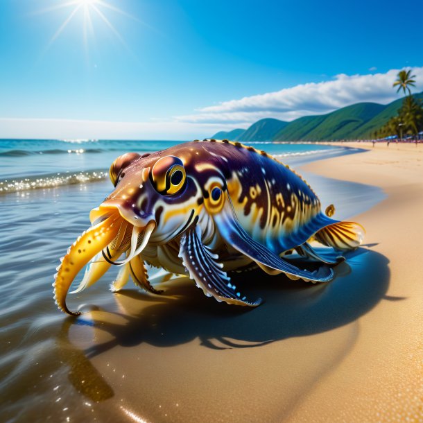 Picture of a swimming of a cuttlefish on the beach