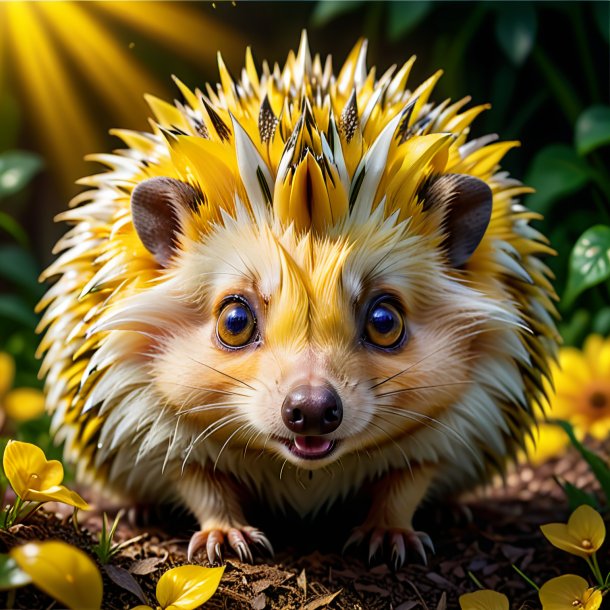 Image of a yellow crying hedgehog