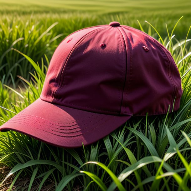 Retrato de una gorra granate de hierba