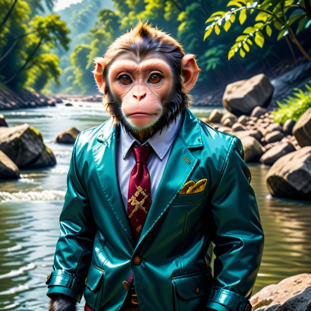 Picture of a monkey in a jacket in the river