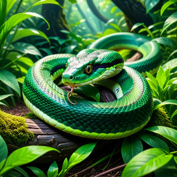 Foto de una serpiente en un cinturón verde