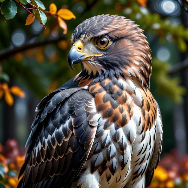 Foto de um falcão em um casaco cinza