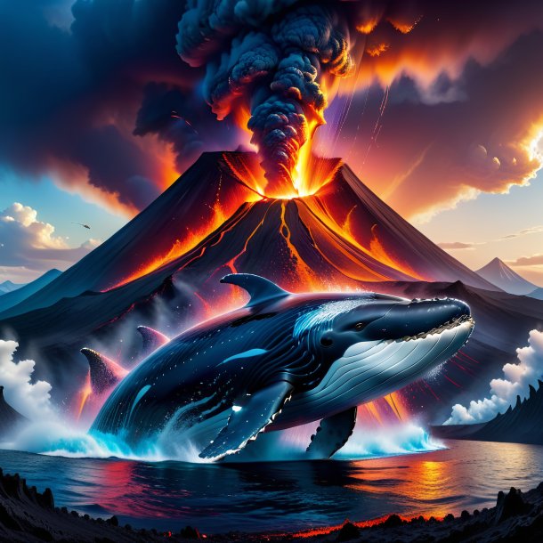 Photo of a playing of a whale in the volcano