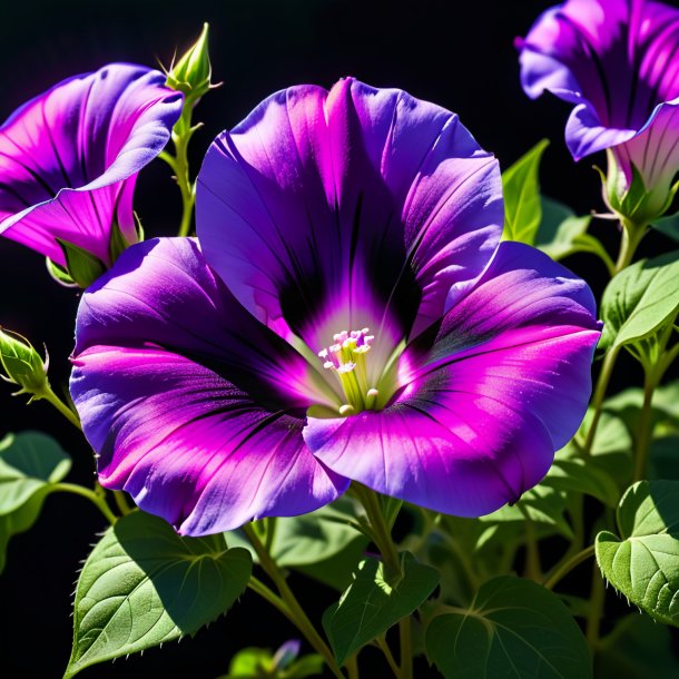 "imagery of a black bindweed, purple"