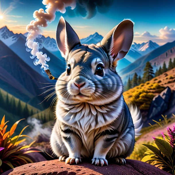 Image of a smoking of a chinchillas in the mountains