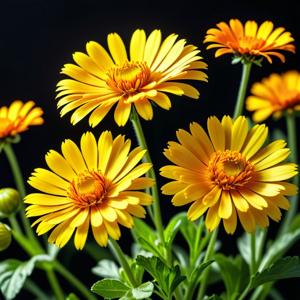 Representação de flores de calêndula de ursínia de calêndula