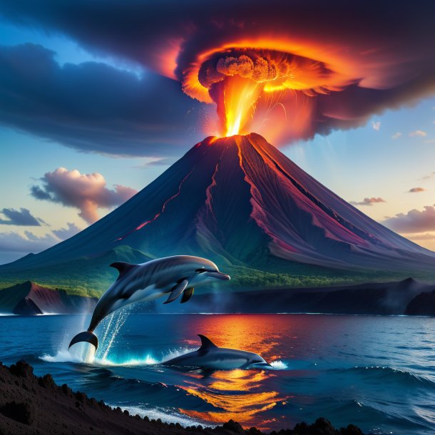 Image of a waiting of a dolphin in the volcano