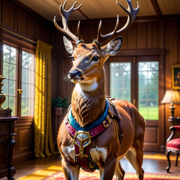 Image of a deer in a belt in the house