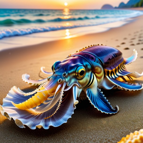 Image of a drinking of a cuttlefish on the beach