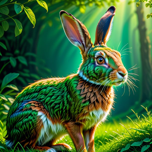 Pic of a green waiting hare