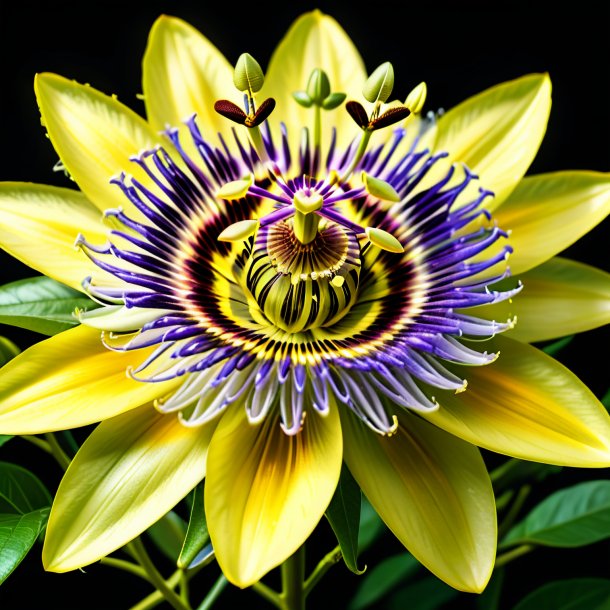 Clipart of a yellow passion flower