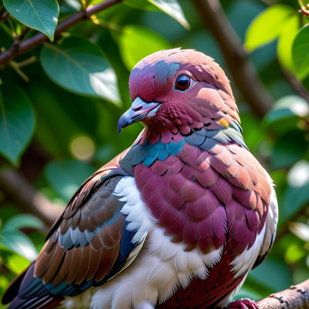 Pic d'une colombe souriante maron