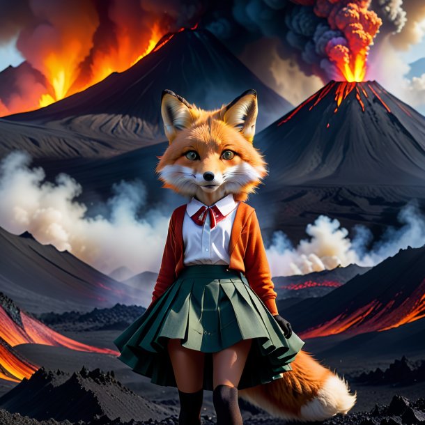 Image of a fox in a skirt in the volcano