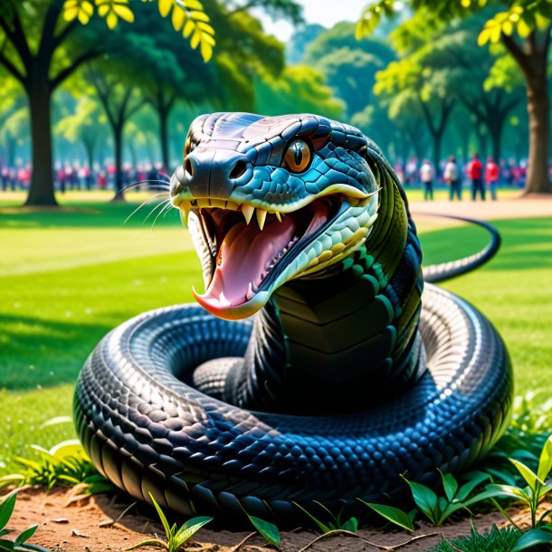 Foto de um sorriso de uma cobra no parque