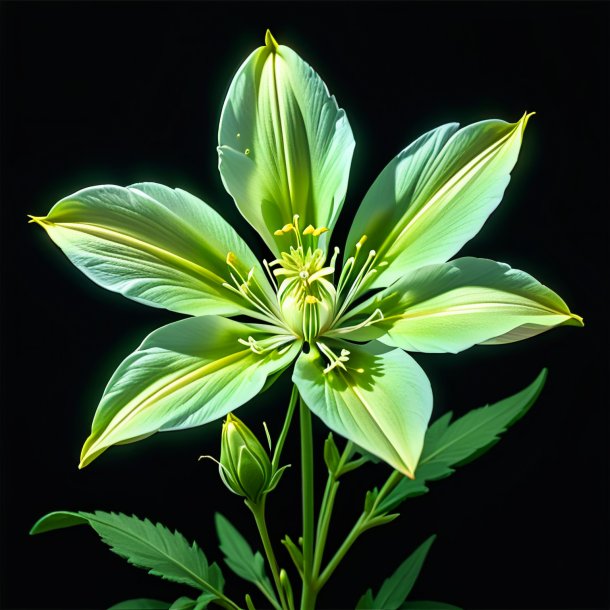 Drawing of a green columbine