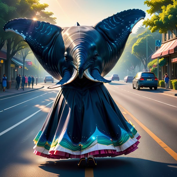 Pic of a whale in a skirt on the road