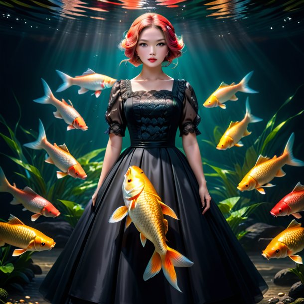 Photo of a carp in a black dress